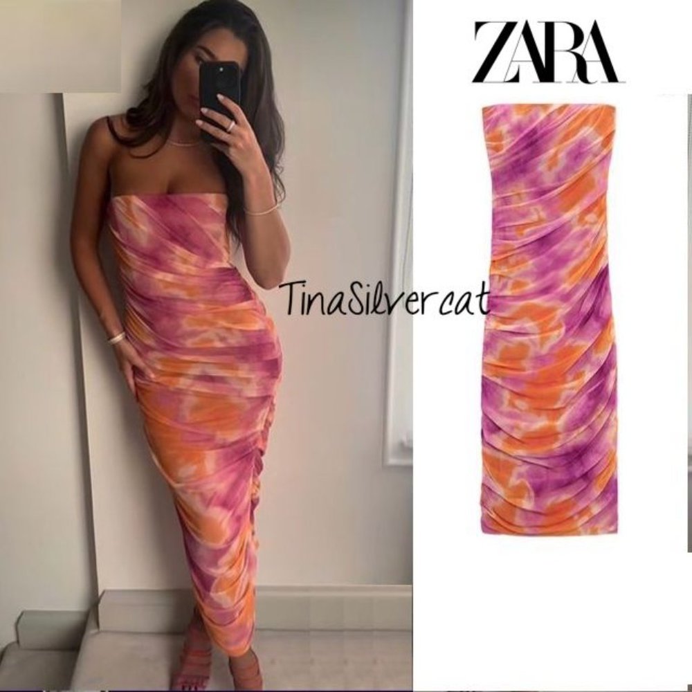 BLOGGER'S FAVE! Zara Print Dress With Tulle NWT